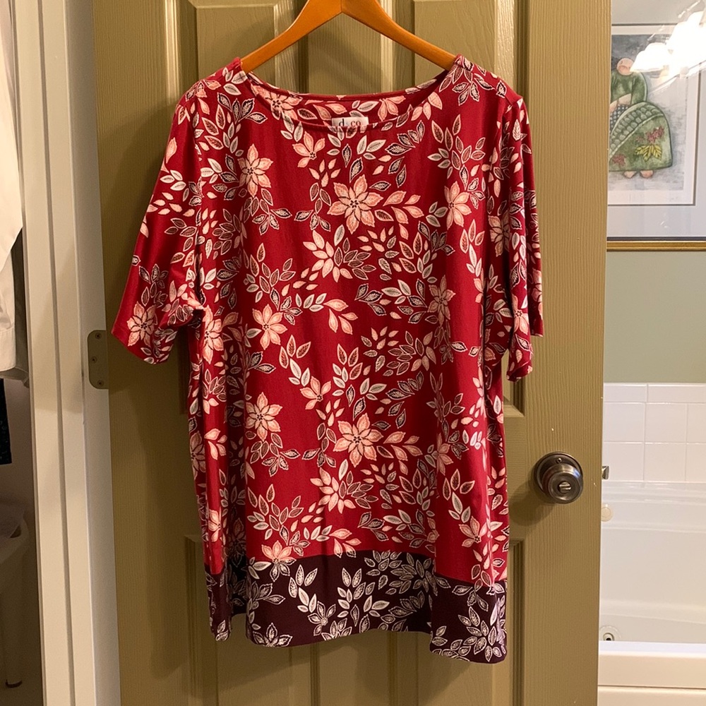 Denim & Co. Printed Perfect Jersey Boat-Neck Short-Sleeve Tunic